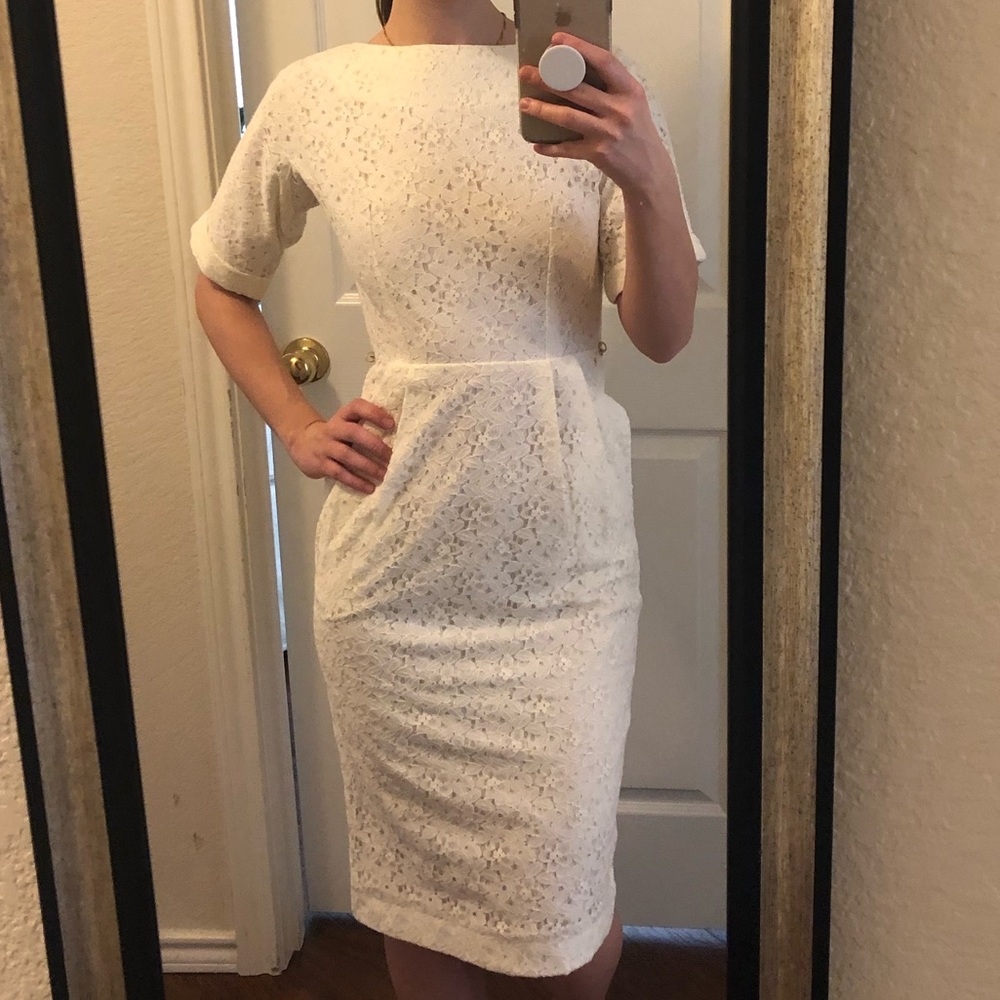 Midi Cream Lace Elegant Dress